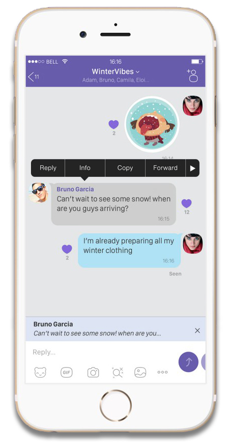 Viber отвечать на конкретные сообщения в разговоре