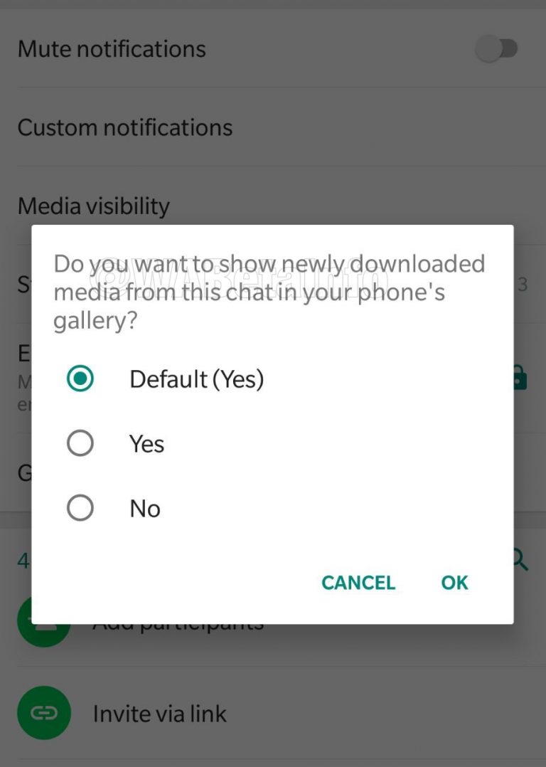 WhatsApp выключить сохранение картинок